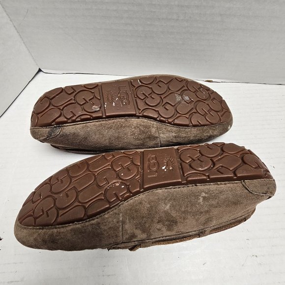 UGG Australia Womens Dakota Suede Sheepskin Moccasin Slip On Brown 5612 9 40 - Picture 12 of 15